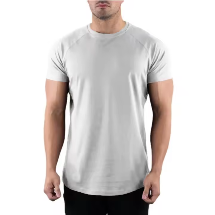 Camiseta lisa de gimnasio para hombre, ropa deportiva de verano, Camiseta de manga corta con cuello redondo, camiseta ajustada de algodón, camisetas de entrenamiento para culturismo - 1