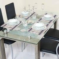 Manteles individuales a rayas para mesa de comedor, tapetes de PVC de vinilo tejido resistente al calor, lavables, 3 piezas - details 4