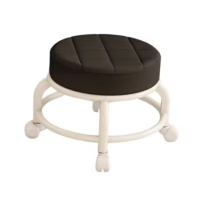 Asiento redondo de rodillo bajo, taburete de rueda de polea cómoda para niños y adultos, hogar negro - 1