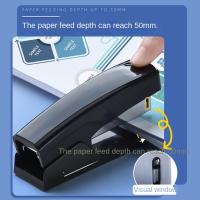 Herramientas de grapado Grapadora que ahorra mano de obra Herramientas manuales portátiles Máquina grapadora de papel Grapadoras de metal gris/negro para escritorio - details 2