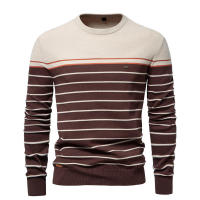 Suéter de manga larga de punto a rayas para hombre, Jersey informal de cuello redondo, nuevo - details 3