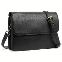 Bolso bandolera minimalista negro para mujer - Bolso de hombro vegano con múltiples bolsillos, cierre en tono dorado y correa ajustable, bolso elegante para todos los días, bolso bandolera pequeño - details 3
