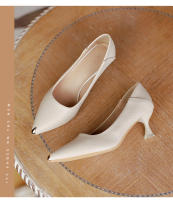 Francés desnudo tacones altos zapatos de mujer stiletto primavera y otoño 2025 nueva primavera solo zapatos profesionales trabajo zapatos de cuero tacón medio - details 19