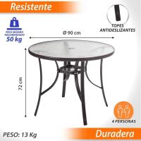 Mesa de Jardín Neila de Cristal y Acero Resistente a la Corrosión y a la Sombra - details 1