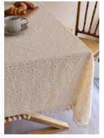Mantel rectangular con borlas, decoración rústica para mesa de comedor, resistente a la piscina, 1 pieza - details 6