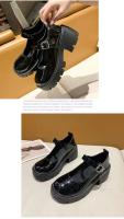 Zapatos Mary Jane de mujer, nuevos, pequeños, de cuero, con tacón alto y suela gruesa, estilo universitario. - details 12