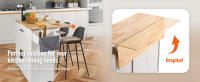 SucceBuy Carro de isla de cocina de 35.4" de ancho, tablero de madera maciza, mesa de almacenamiento móvil con gabinete, especiero, toallero, hoja abatible, cajón, isla rodante portátil con ruedas, blanco - details 4