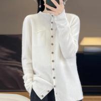 Elegante Suéter de Punto de Cachemira Cuello Falso, Manga Larga, 100% Merino, Ropa de Primavera, Top Básico - details 2
