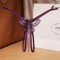 Bragas de perlas de mariposa bordadas con lentejuelas, lencería erótica, tangas sexuales, ropa interior de entrepierna abierta para mujer - details 4