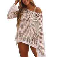 Túnica Boho de Punto de Crochet para Mujer Cuello Redondo Longo Cubierta de Traje de Baño de Playa - details 0