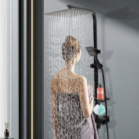 Sistema de ducha de acero inoxidable 304, juego de ducha de lluvia para baño negro, montaje en pared para casas, hoteles, escuelas, Apartamentos - details 0