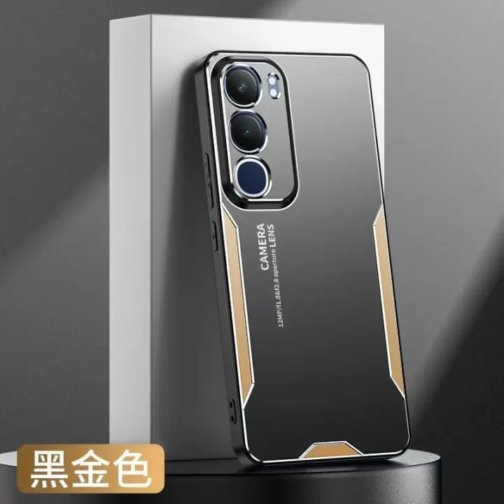 Funda de teléfono para Vivo Y19s, funda protectora de cámara esmerilada de metal de lujo, parachoques suave de TPU, parte trasera dura - 1