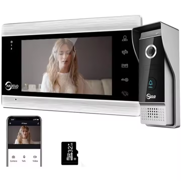 Cámara de videoportero con WiFi, Monitor de 7 pulgadas, sistema de intercomunicación con cable, 1080P, HD, compatible con Tuya, detección de movimiento PIR - 1