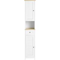 Armario para baño Alto Mueble Columna de Baño Estanterías de Baño con 2 Puertas y 1 Cajón Blanco FRG236-W ES - details 17
