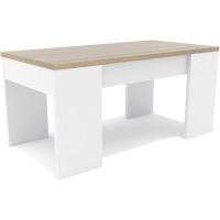 Centro elevable, Comedor o Auxiliar, Mayor Grosor y Estabilidad (Blanco Tapa Roble) - details 0