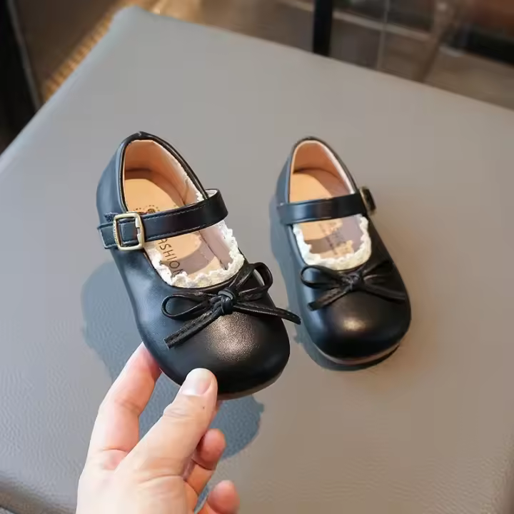 Zapatos casuales multifuncionales de moda para niños de princesa plana para niñas de primavera y otoño nuevos de cuero para niños, suela suave - 1