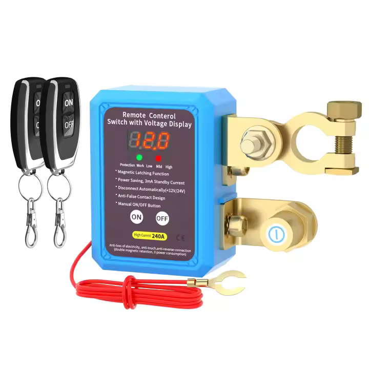 Interruptor remoto de desconexión de batería, dispositivo con pantalla Led de voltaje para coche, camión y barco, 240A, 12V - 1