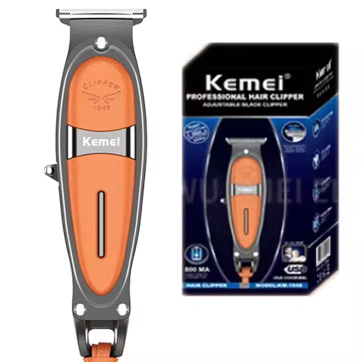 Kemei-cortadora de pelo eléctrica para hombres, máquina de corte de pelo de metal, recargable, potente, Original - 1