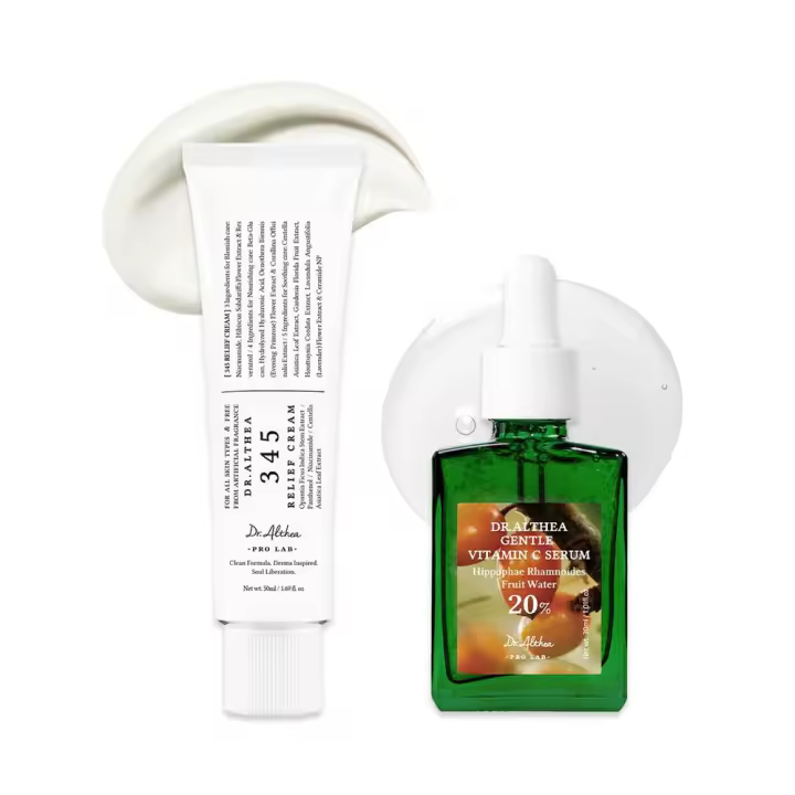 Dr.Althea Post Acne Care Set (suave) 345 Crema de alivio y suero suave de vitamina C |   Recuperación calmante, hidratación profunda, - 1