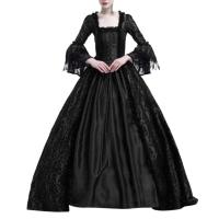 Vestido Maxi de Encaje Retro con Mangas Aretes Estilo Medieval Renaissance Vintage para Mujeres - details 2