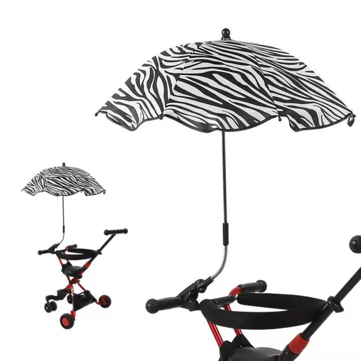 360 °   Paraguas plegable para cochecito de bebé, sombrilla ajustable, sombrilla para cochecito de bebé, protección solar UV para exteriores, toldo para cochecito de bebé - 1