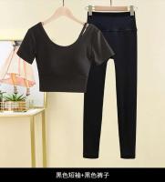 Tre de mujer, top de manga corta, camiseta de yoga, conjunto de body deportivo para correr, conjunto de gimnasio - details 2