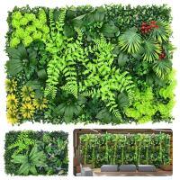 Paneles de pared de fondo de lata de plástico reutilizables artificiales, plantas verdes falsas, adornos decorativos para valla de jardín de casa - details 0