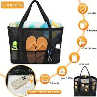 Bolsa De Playa De Malla Grande, ideal para la familia, a prueba de arena y de gran tamaño, plegable, ligera y perfecta para - details 2