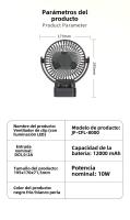 Ventilador Portátil USB con Batería 12000mAh - 3 Velocidades, Mando a Distancia, Luz LED, 360 °   Giratorio y Power Bank, Ideal para Oficina, Camping o Uso en Cochecitos - details 6