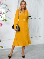 Vestido Largo de Manga Completa para Mujer Color Sólido, Corte en Línea A, Alta Calidad, Lujo Tendencia, Suelto y Elegante - details 8