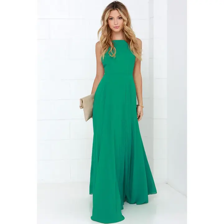 Moda mujer verano sin mangas Correa cuello redondo vestido bohemio Casual largo Maxi fiesta de noche playa vestido sin espalda vestido de verano - 1