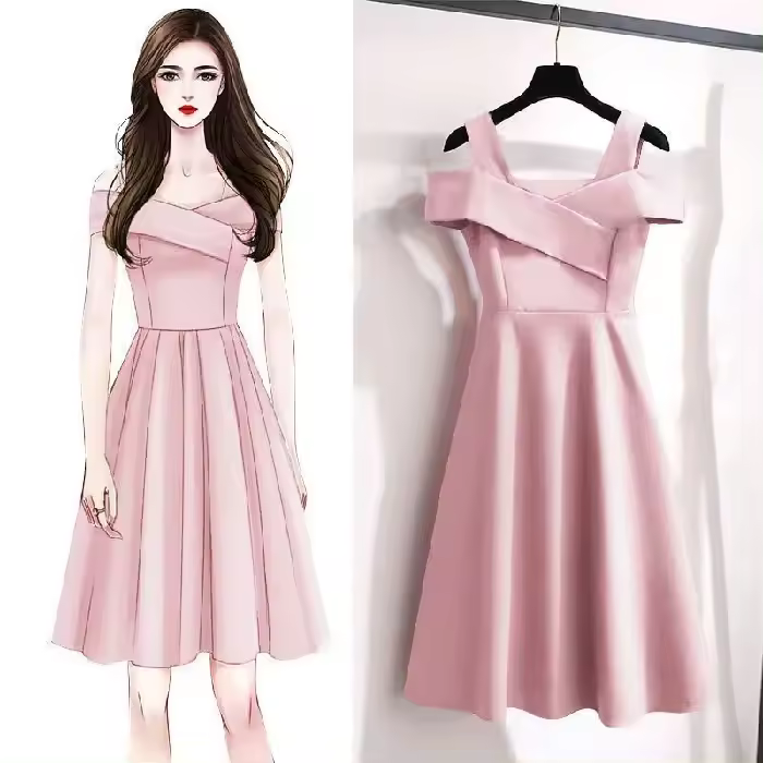Elegante Vestido de Verano 2024 Cintura Ajustada, Adelgazante para Mujeres Curvas - 1