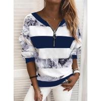 Sudaderas con cuello en v para mujer, jerséis estampados informales, tops - details 2