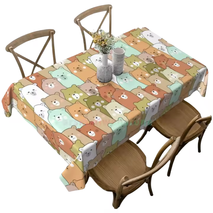 Mantel rectangular de oso para fiesta, manteles impermeables para mesa de comedor, decoración del hogar y cocina - 1