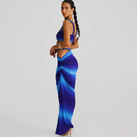 BUNO-Conjunto de 2 piezas de tejido para mujer, camisolas cortas plisadas lisas impresionantes + faldas largas de cintura alta, traje de vacaciones de tendencia femenina - details 31
