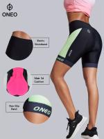 Pantalones cortos de ciclismo ONEO para mujer - Cintura alta, asiento absorbente de impactos, acolchado de silicona 3D, nailon/spandex transpirable, diseño de bloques de color para montar al aire libre, pantalones cortos de ciclista - details 14