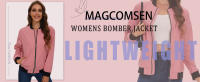MAGCOMSEN Chaquetas Bomber para Mujer con Cremallera Informal Primavera/Otoño Chaqueta Ligera Ocio Street Trend Cortavientos - details 1