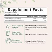 Cápsulas Suaves de Vitamina D3 y K2 Soporte Inmuno para Huesos y Corazón 300 Cápsulas - details 4