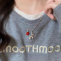 Lindo collar con colgante de perro con globo de frijol rojo para mujer 2025 nuevos accesorios de cadena de suéter de gama alta de primavera y verano - details 2