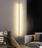 Lámpara de pared larga de línea minimalista nórdica, led, mesita de noche, sala de estar, dormitorio, lámpara de pared interior, blanco - details 4