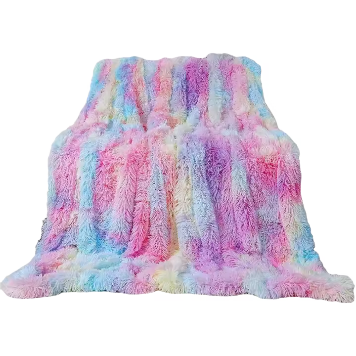 Manta, manta de sofá de piel de PV y el de doble cara de forro polar de arco iris cálido súper suave, funda nórdica, 160 x 200 cm - 1
