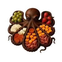 Bandeja de madera para servir pulpo, bandeja única decorativa, plato de comida de pulpo, tablas de charcutería de pulpo con partición novedosa, comida para fiesta - details 1