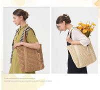 Bolsa de Playa de Paja Tejida Versátil de Verano Bolsa de Hombro Portátil de Gran Capacidad para Mujeres - details 4