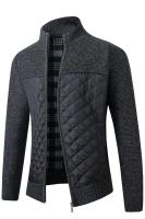 Chaqueta de otoño e invierno ajustada con cuello levantado y cremallera para hombre, chaqueta gruesa y cálida de color sólido, suéter para hombre - details 9