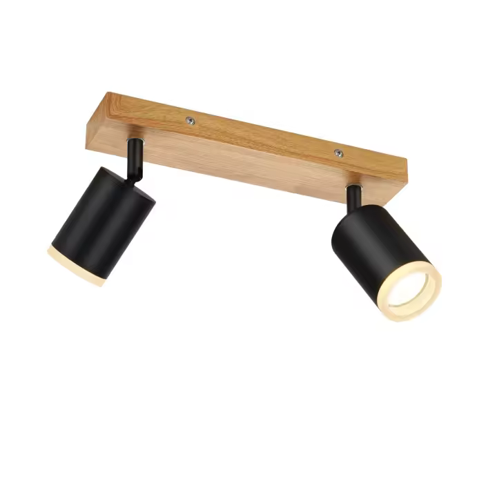 CBJKTX Foco de techo negro GU10 Foco de pared de madera vintage giratorio sin bombilla 350 °   Rotatorio Industrial - 1