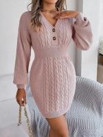 Elegante Vestido de Punto para Mujer Color Sólido, Cuello V, Moda Y2K 2025 - details 25