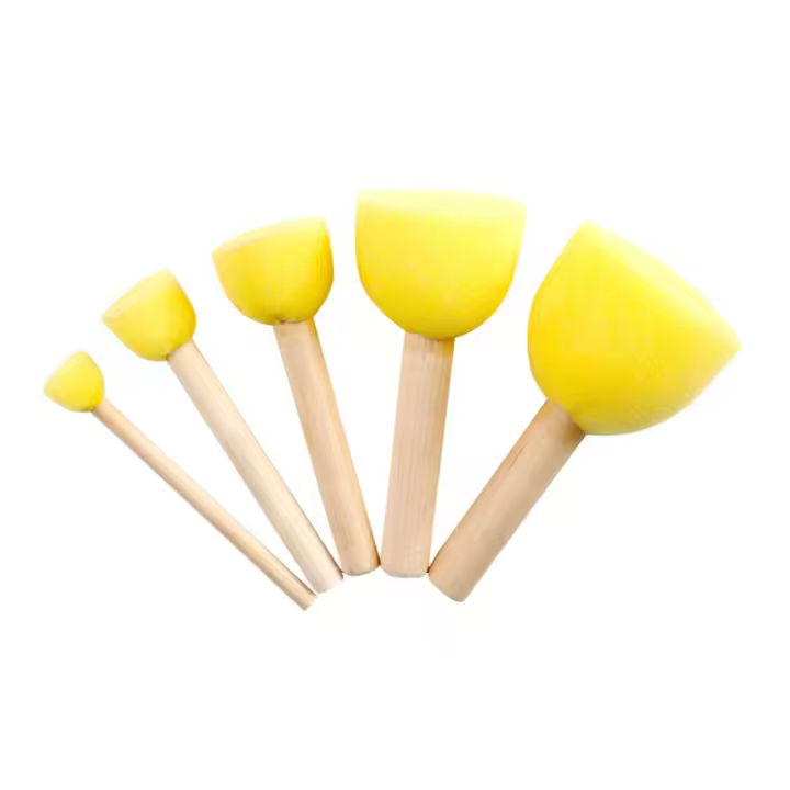 Esponja con mango de madera, cepillo de cabeza de seta redonda, pintura artística para niños, serie de herramientas de Graffiti - 1