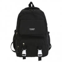 Mochila de gran capacidad de color puro, impermeable, multifuncional, bolso escolar para estudiantes, mochila de nylon para adol - details 4