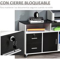 Mueble de Oficina Archivador con Ruedas Almacenamiento de Gran Capacidad 100x35x65 cm Blanco - details 14