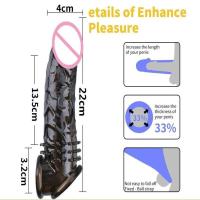 Empaque privado SEXY Anillo de alargamiento Extensor Alargador Funda para pene Retraso de la eyaculación Condón reutilizable Juguetes sexuales para adultos para hombres - details 1